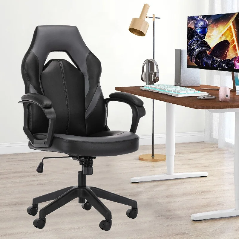 Gaming Chair, Racing Style Computer Chair Ergonomic Office Chair with Lumbar Support and Comfort Armrests, Gray