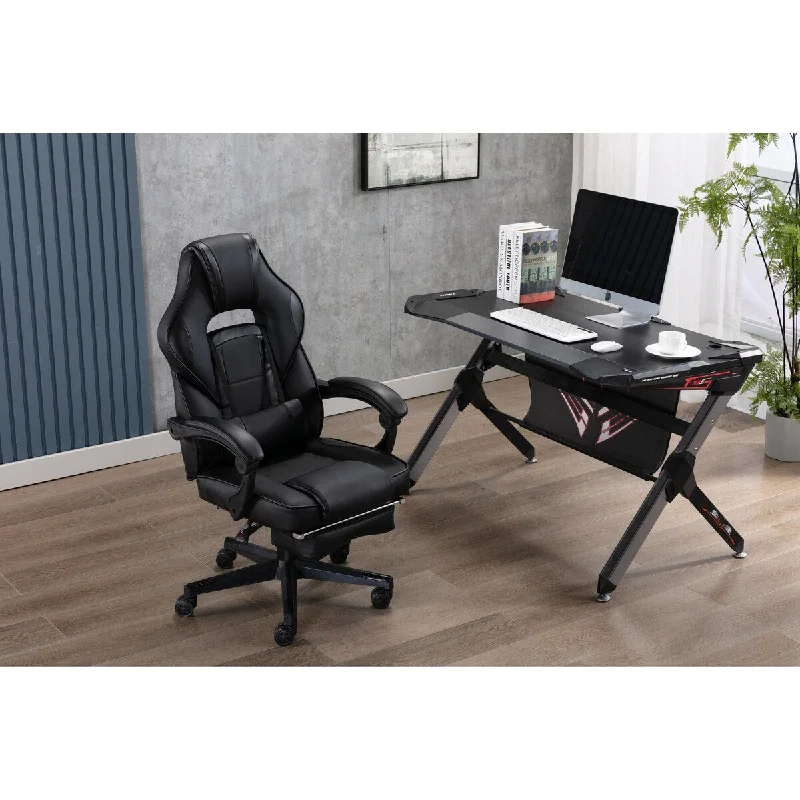 Massage Computer Gaming Chair, Adjustable Lumbar Support PU Leather Swivel Racing Style Video Game Chairs