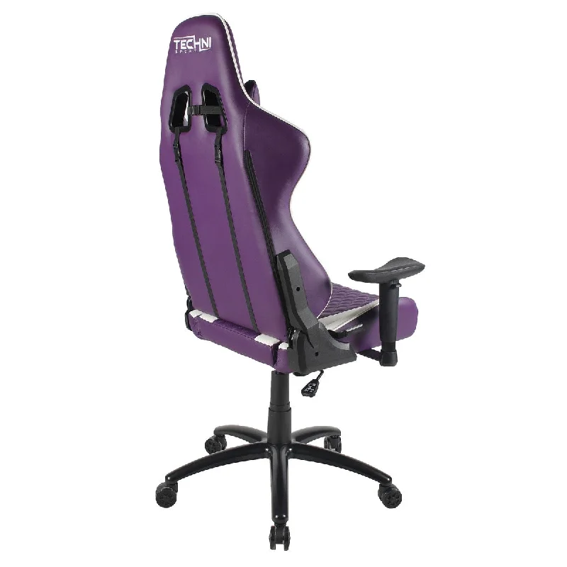 Polyurethane Leather Upholstery Gaming Chair High Back Ergonomic Gaming Chair, Steel Frame, Memory Foam- Purple