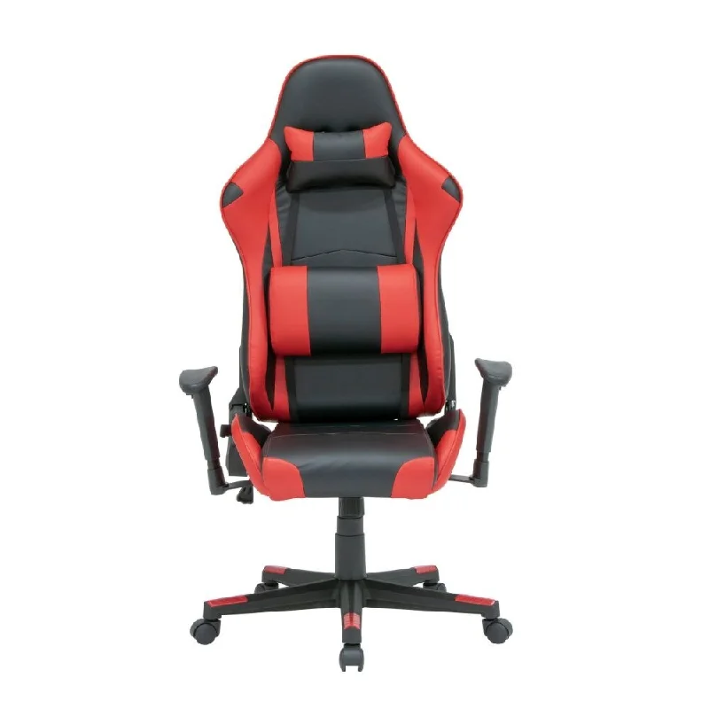 SD Height and Tilt Adjustable High Back Office Gaming Chair with Removable Lumbar and Headrest Pillow - Black and Racing Red PU