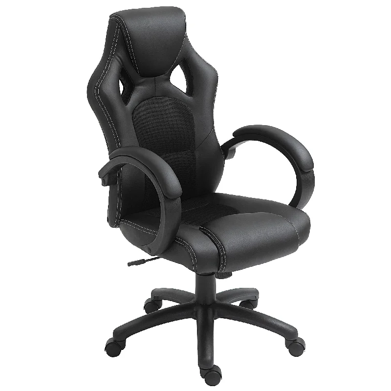 Vinsetto Black Racing Gaming Chair Swivel Home Office Gamer Chair with Wheels