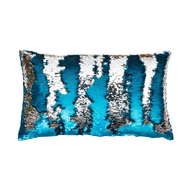 12x20 Melody Mermaid Reversed to Shiny Metallic Faux Linen Pillow