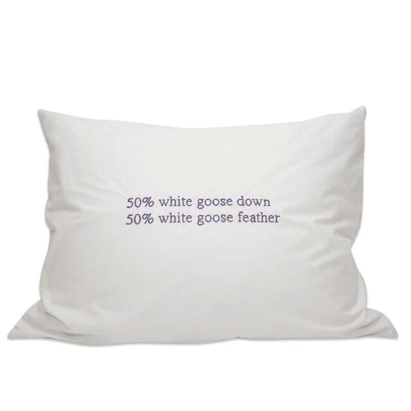 50% White Goose Down / 50% White Goose Feathers Pillow - Queen: 20 x 30