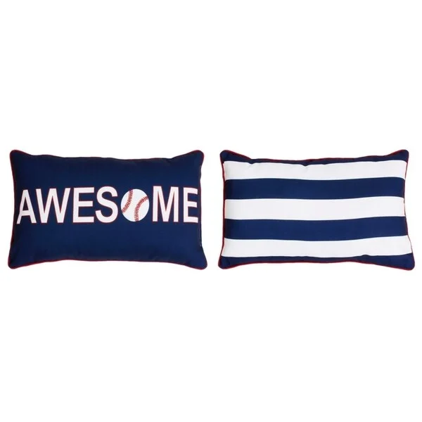 Austin Awesome Baseball Reversible Kids Pillow in Navy & Red