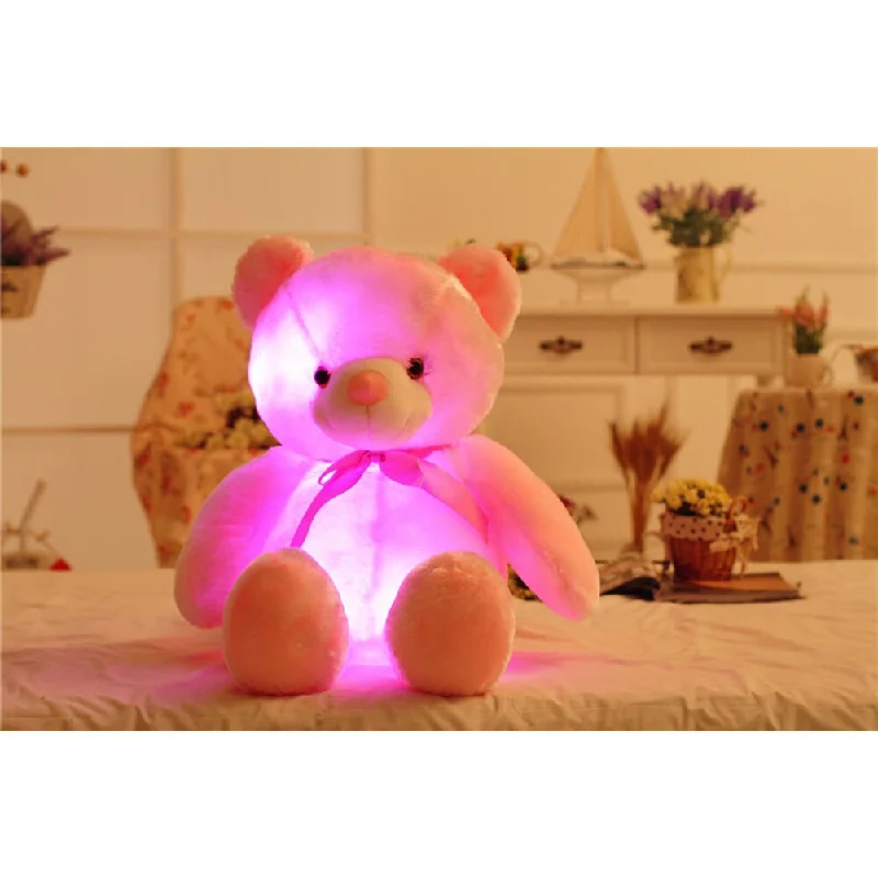 BH Baby Illumination Teddy Bear Pink Cotton Color-changing LED Light-up Plush Pillow