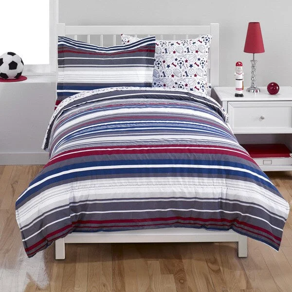 Blue/Red Stripe 2-piece Comforter Set