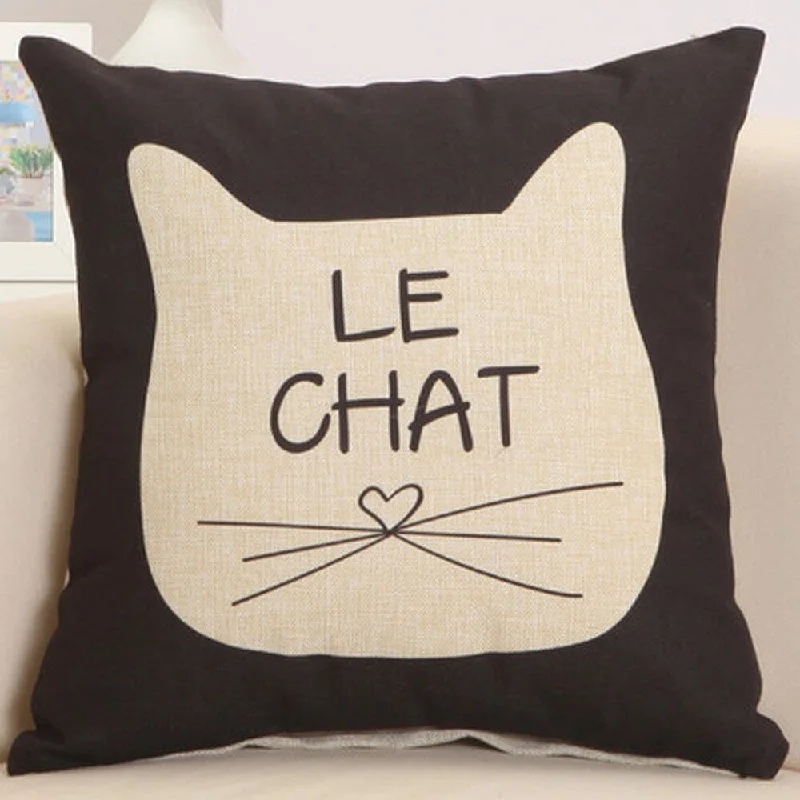 Cat Beard Black Cotton 17.5-inch Decorative Nursery Pillow