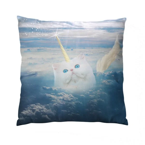 Caticorn Square Polyester Throw Pillow