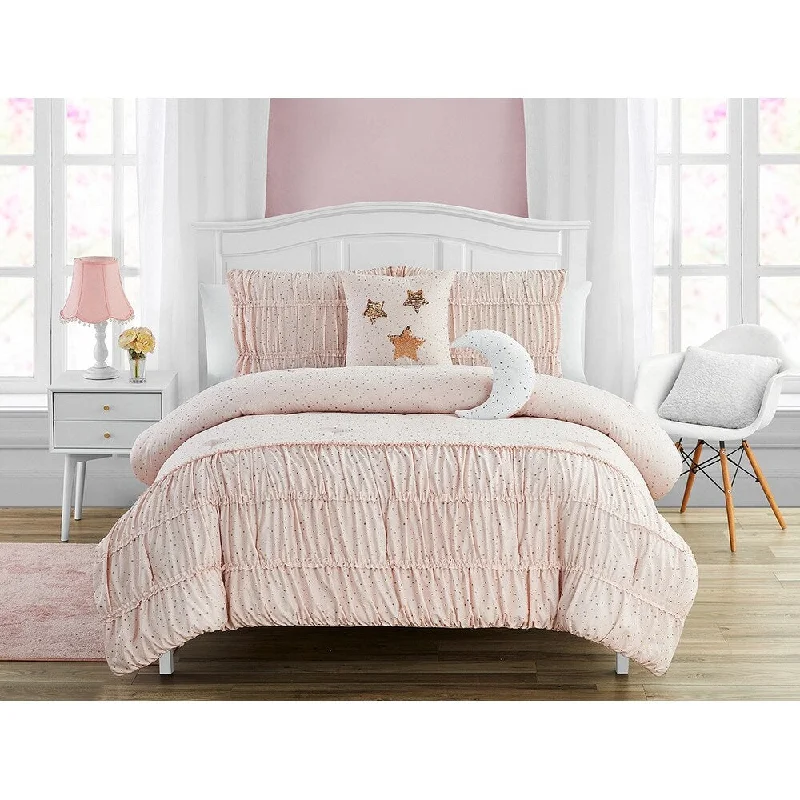 Celestial Princess Pink Ultra Soft Microfiber Comforter Set with Moon Pillow