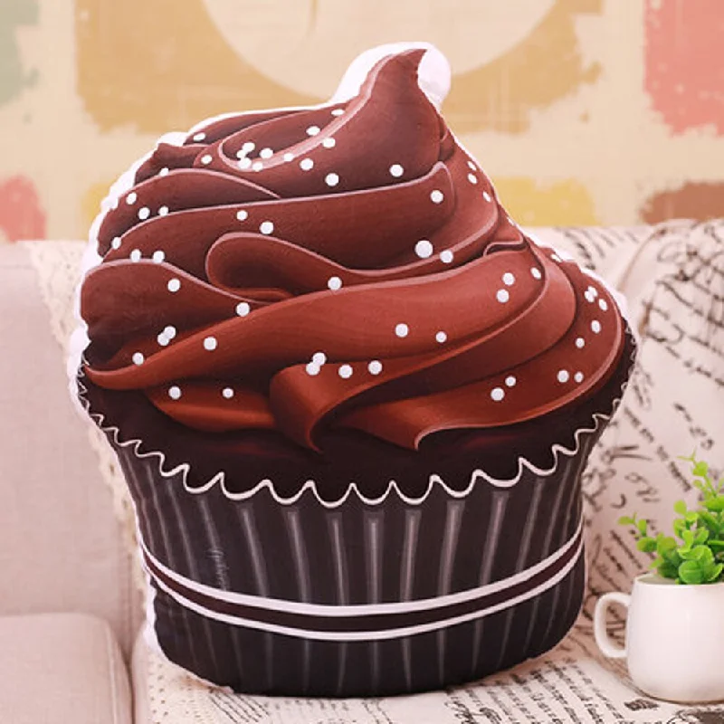 Cup Cake Replica Chocolate 20-inch Plush Decorative Pillow