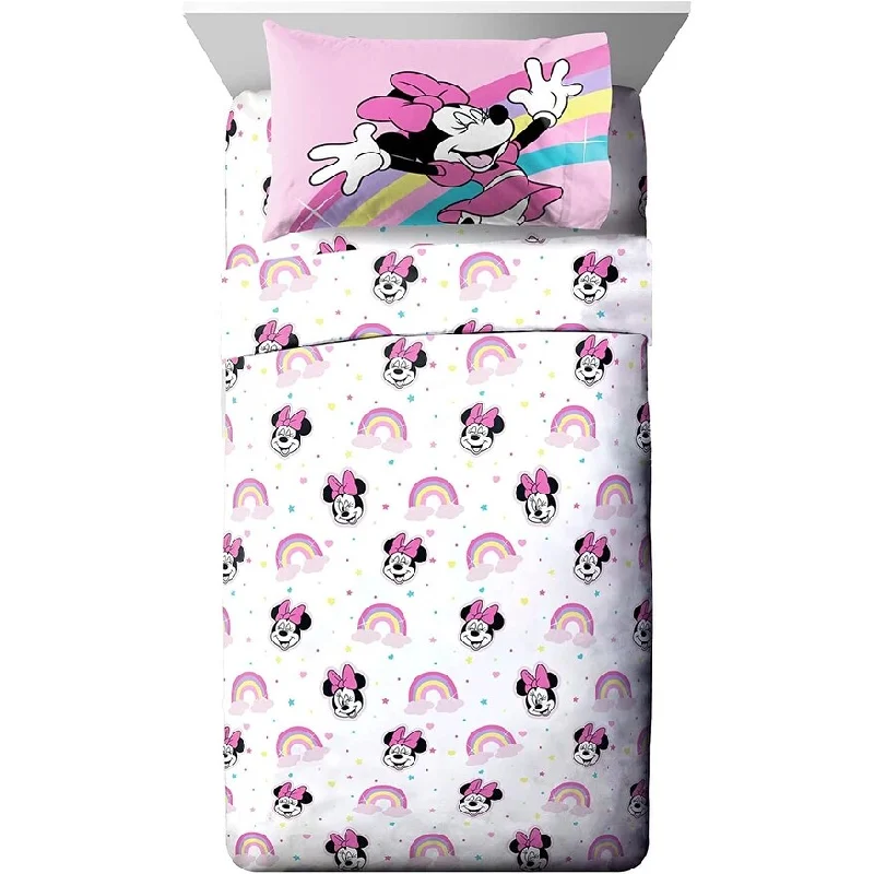 Disney Minnie Mouse Rainbow Stripe 100% Microfiber Sheet Set