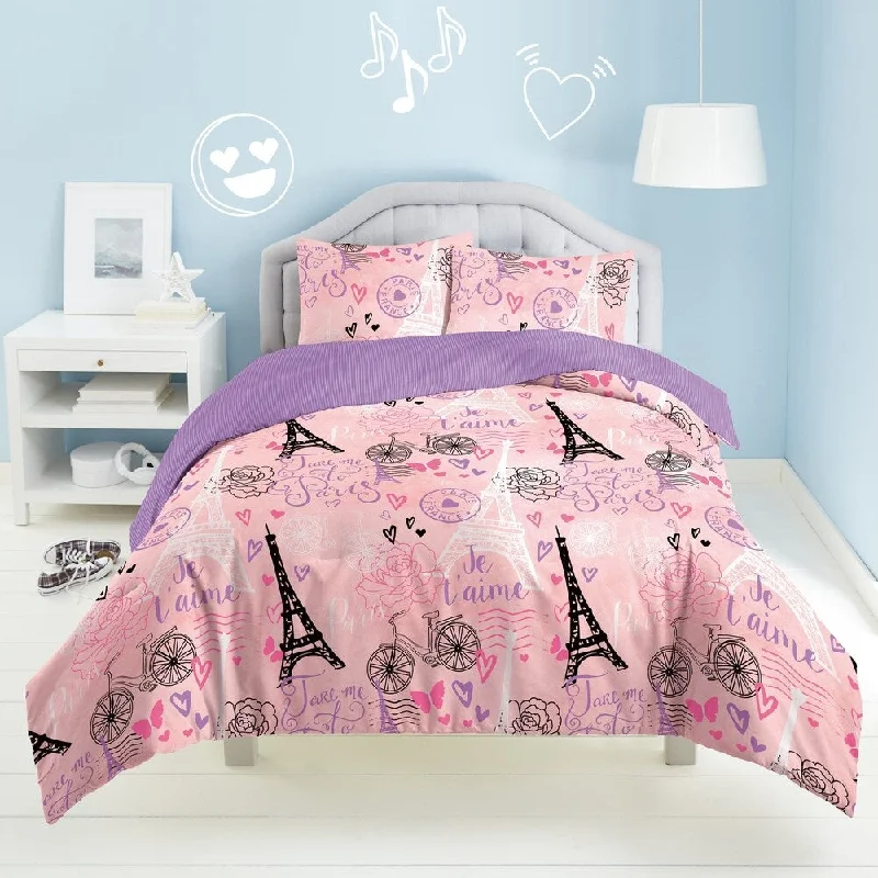 Dream Factory Je T'aime Paris 3-piece Cotton Comforter Set