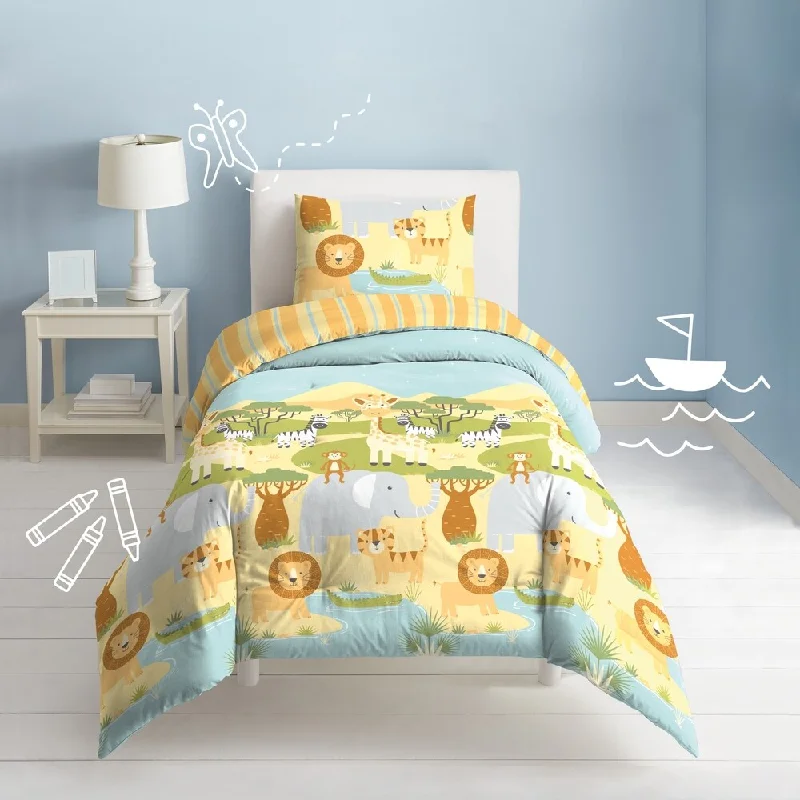 Dream Factory Safari Animals 3-piece Cotton Comforter Set