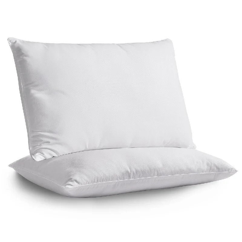 DreamLab Personal Comfort, Super Firm Support Sleep Pillows for Side Sleepers, Set of 2 - White Greek Key