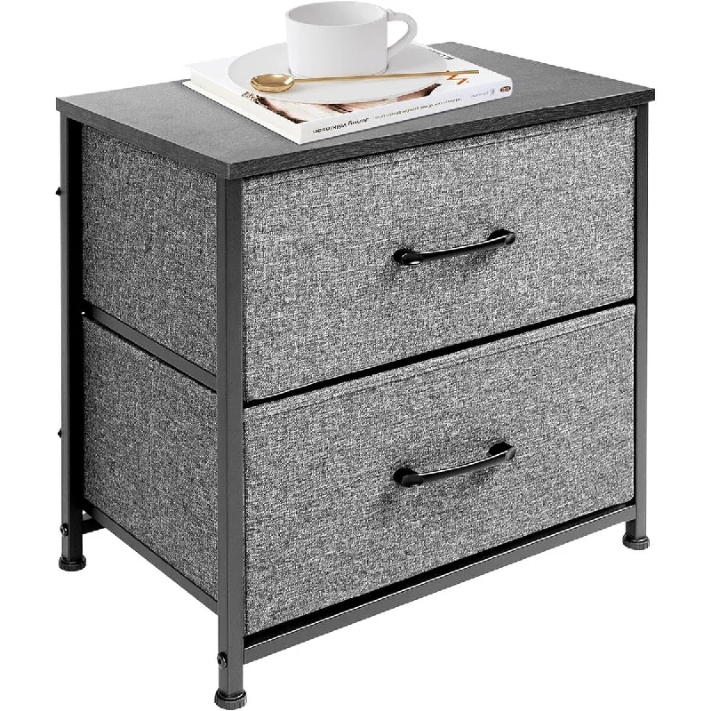 Fabric Nightstand, Storage Dresser End Table, Removable Bins 11.81"D x 19.69"W x 20.08"H