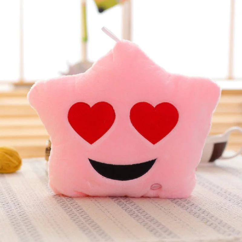 'Heart Eyes Emoji' Pink Color-changing LED Plush Pillow