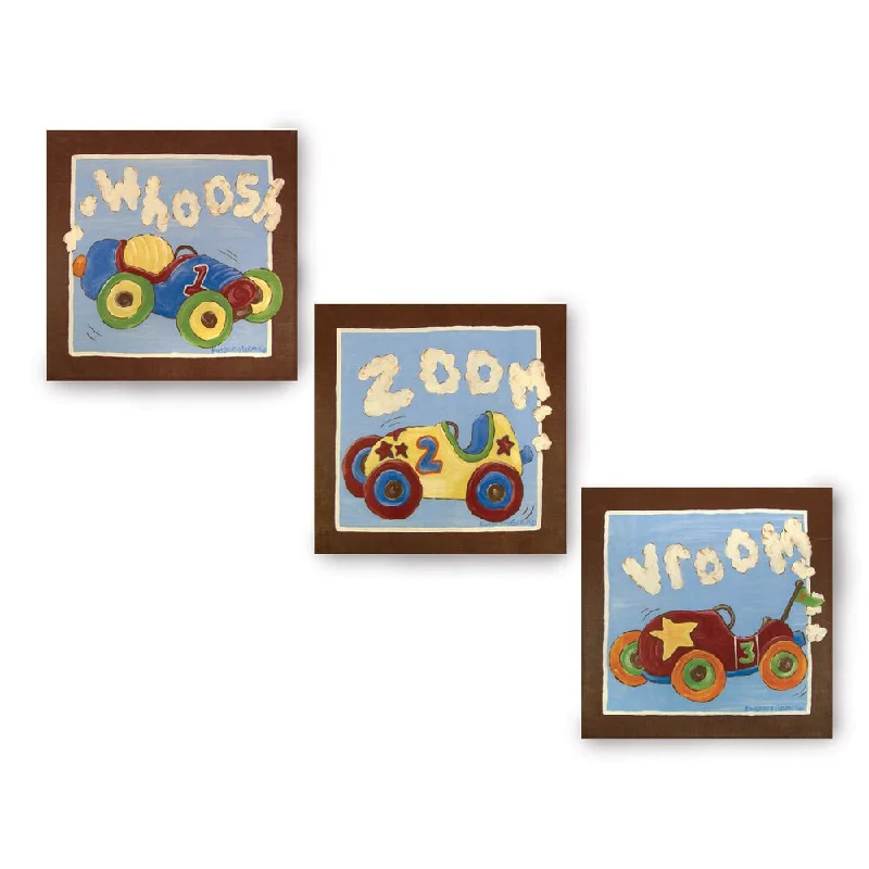 Kimberly Grant Zoom Zoom 3-piece Baby Canvas Art Set