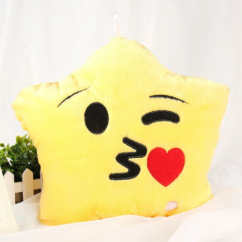 Kiss Emoji Yellow Cotton Color-changing LED Plush Pillow