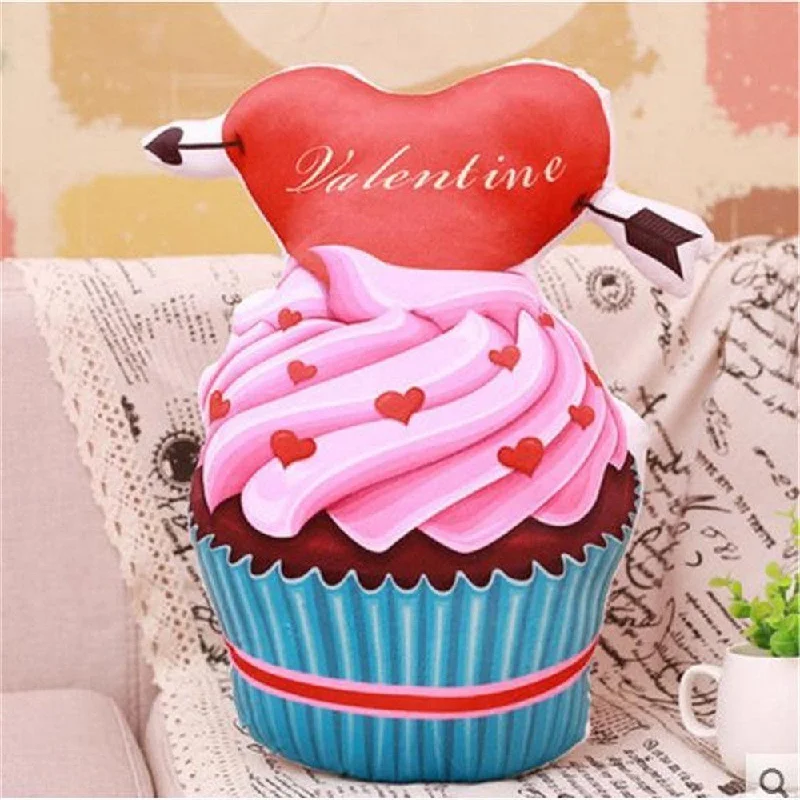 Love 20-inch Plush Cup Cake Replica Decorative Pillow