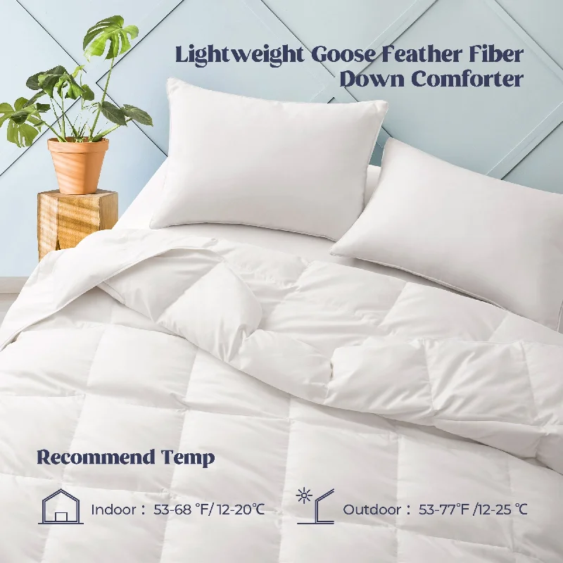 Medium Warmth All Season White Goose Feather Down Comforter Duvet Insert