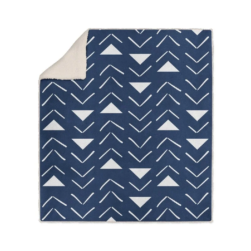 MUD CLOTH VECTOR NAVY Sherpa Comforter