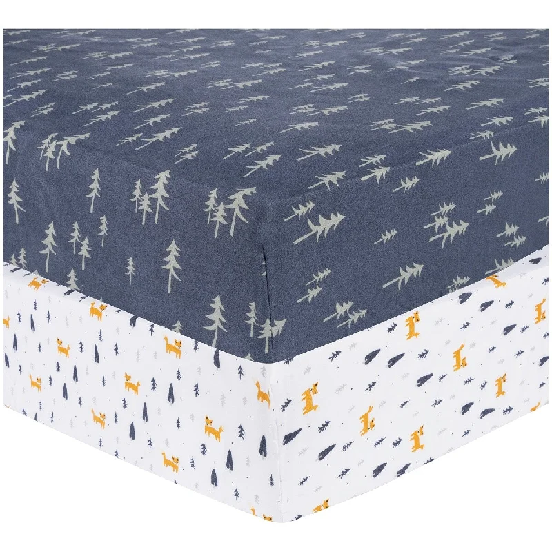 Pine Fox 2-Pack Microfiber Fitted Crib Sheet Set