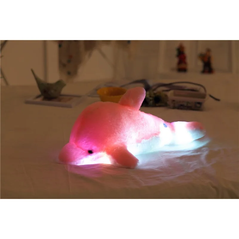 Pink Dolphin Color-changing LED Plush Pillow