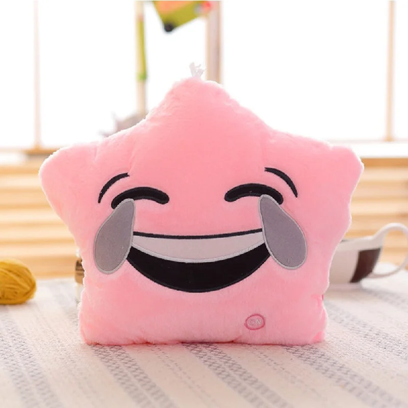 Pink Tears of Joy Color Changing LED Plush Emoji Pillow