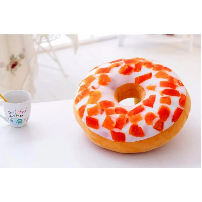 Plush Donut Replica Fruit Cake 16-inch Decorative Pillow