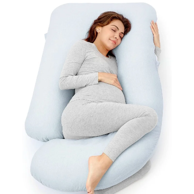 Pregnancy Pillow,Maternity Body Pillow with Velvet Cover,C Shaped Body Pillow for Sleeping (Cooling Cotton-Apricot)