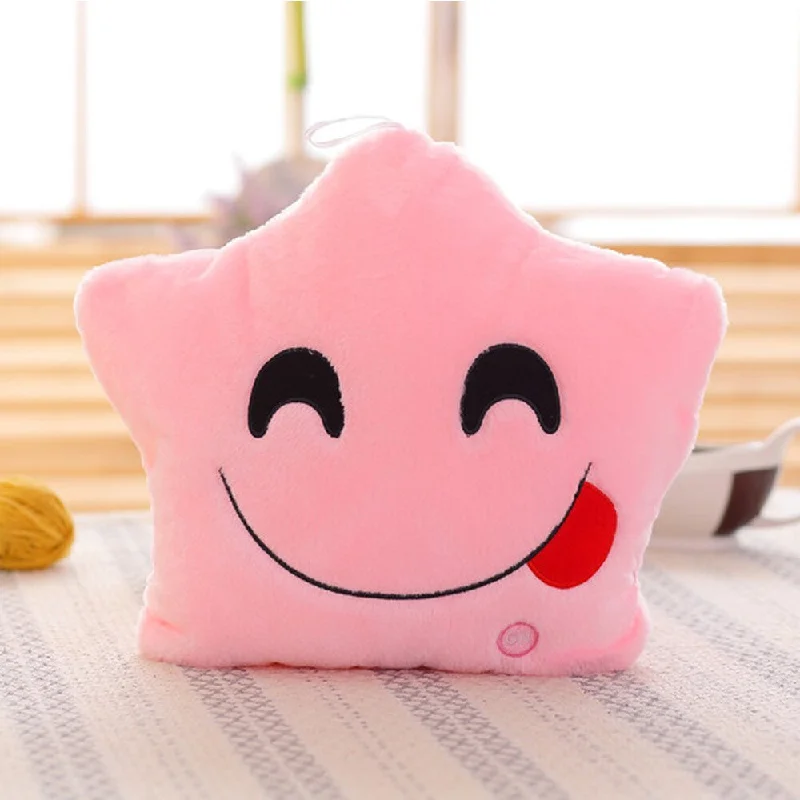 Savory Face Emoji Pink Color-changing LED Plush Pillow