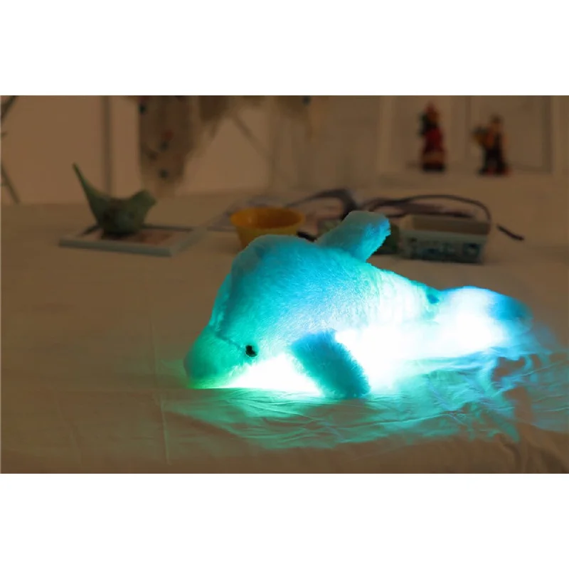 Sky Blue Dolphin Color Changing LED Plush Pillow