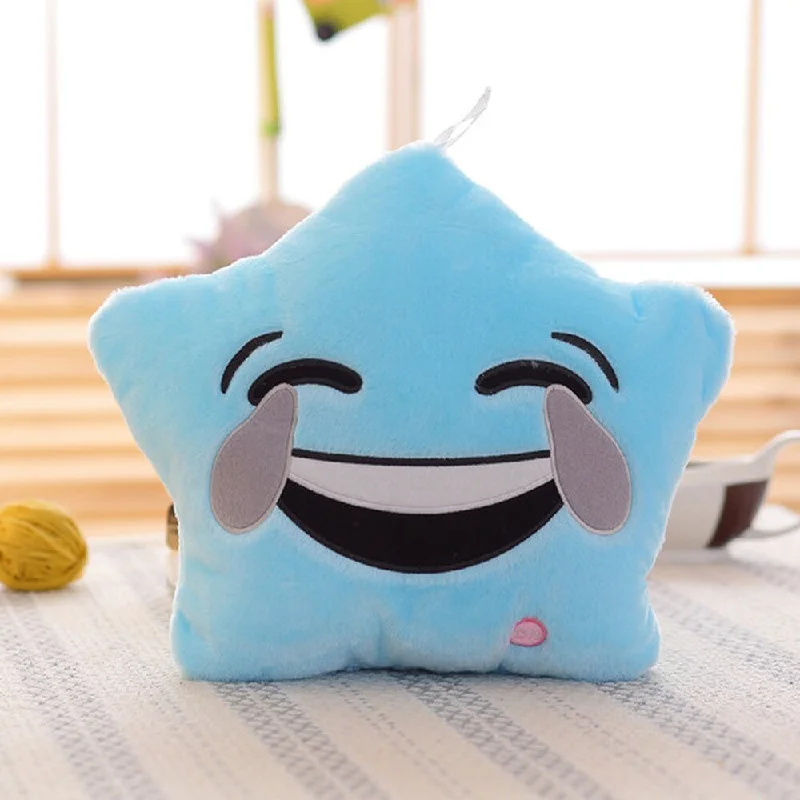 Tears of Joy Blue Color-changing LED Plush Emoji Pillow