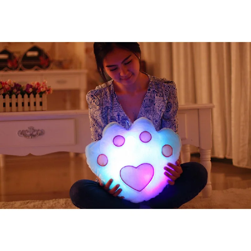 The Illuminator Blue Paw Cotton Color-changing LED Light-up Plush Pillow