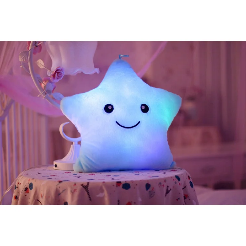 The Illuminator Blue Star Color-changing LED Light-up Plush Pillow