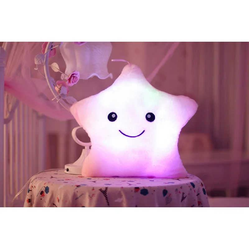 The Illuminator Color Changing Pink Star LED Light-up Plush Pillow