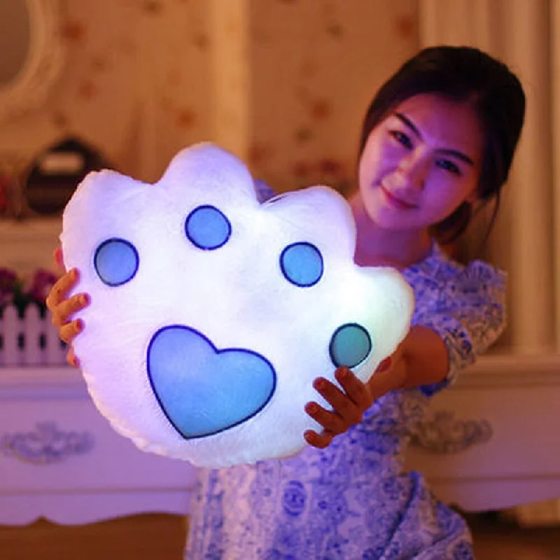 The Illuminator White Paw Cotton Color-changing LED Light-up Plush Pillow