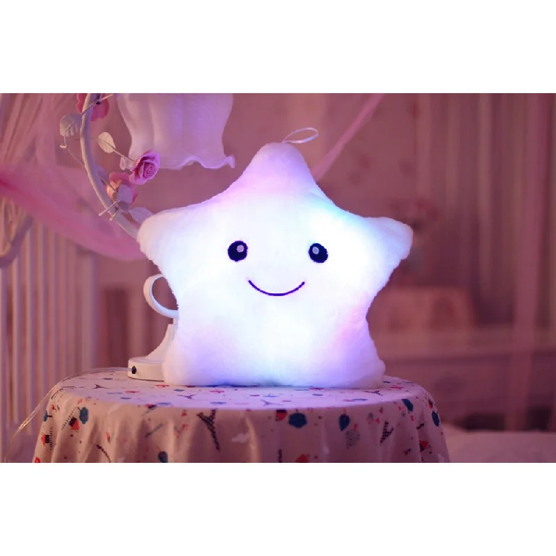 The Illuminator White Star Cotton Color-changing LED Light-up Plush Pillow