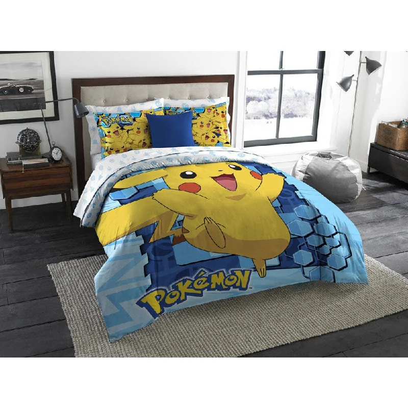 The Northwest Company Northwest Company Pokemon Big Pika Blue and Yellow Twin/ Full 3-piece Comforter Set