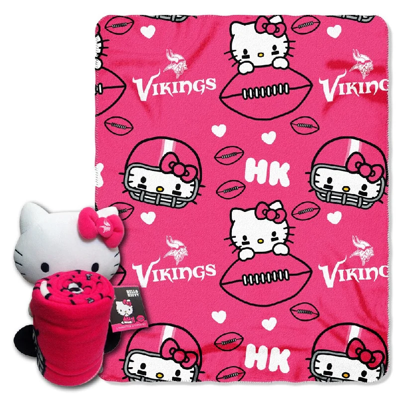 The Northwest Company Vikings Hello Kitty Multicolor Polyester Pillow and Throw Set - Multi