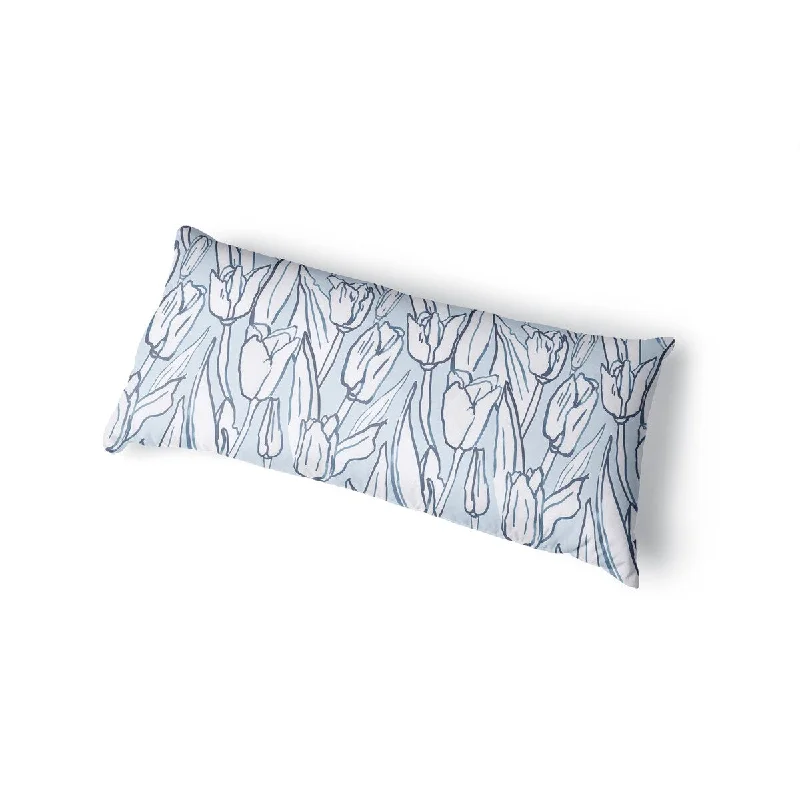 TULIP FIELD LIGHT BLUE Body Pillow By Becky Bailey - Light Blue, Blue