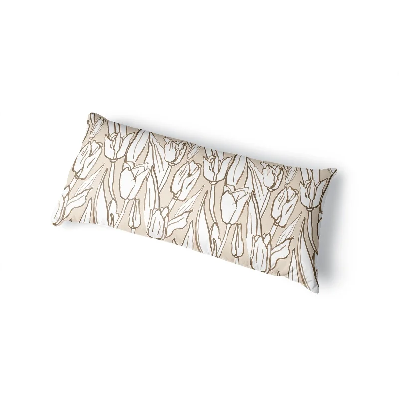 TULIP FIELD TAN Body Pillow By Becky Bailey - Tan, Brown