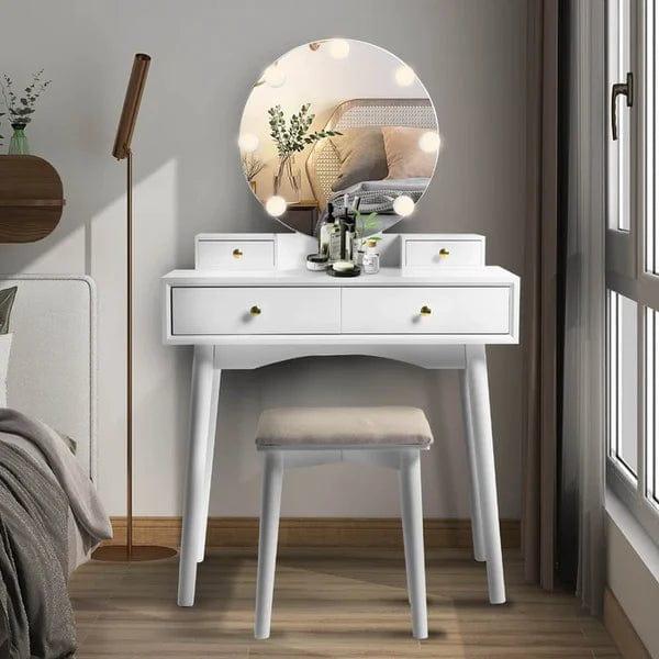 Avery Vanity dressing table with mirror with stool with drawers