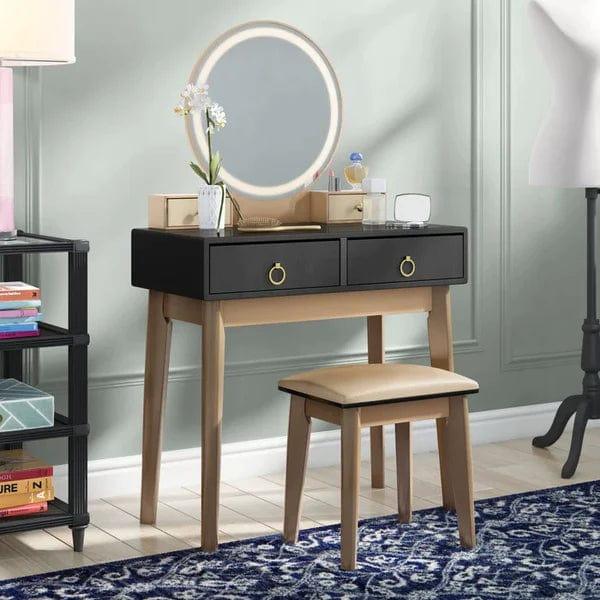 Maja Dressing Table With Drawers, Vanity Set, Vanity Desk with Mirror included Lights, Vanity Table with Makeup Vanity  Mirror with Lights and stool Makeup Vanity Table