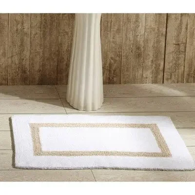 New - 17"x24" Hotel Collection Bath Rug White/Brown - Better Trends