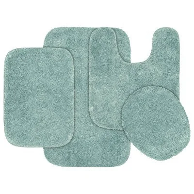 New - 4pc Traditional Nylon Bathroom Rug Set Sea Foam - Garland Rug