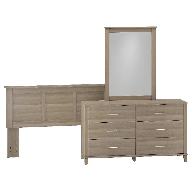 Somerset Ash Grey Dresser with Mirror and Headboard