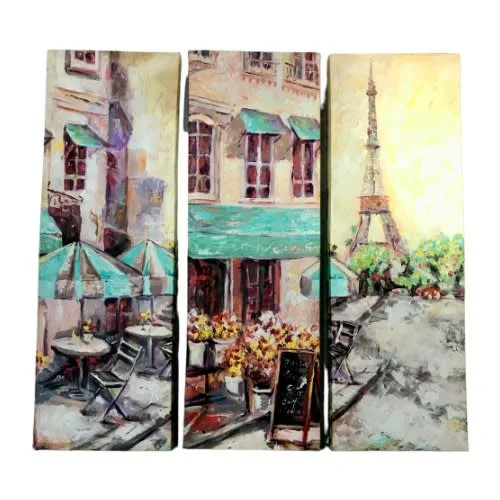 Paris Wall Art Decor - 3 Set - Decorative Eiffel Tower Canvas Painting