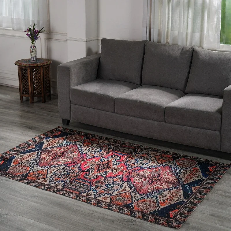 Shop LC HOMESMART Multi Handwoven Digital Printed Non-Slip Rug Made from Recycled Plastic Bottles Travel