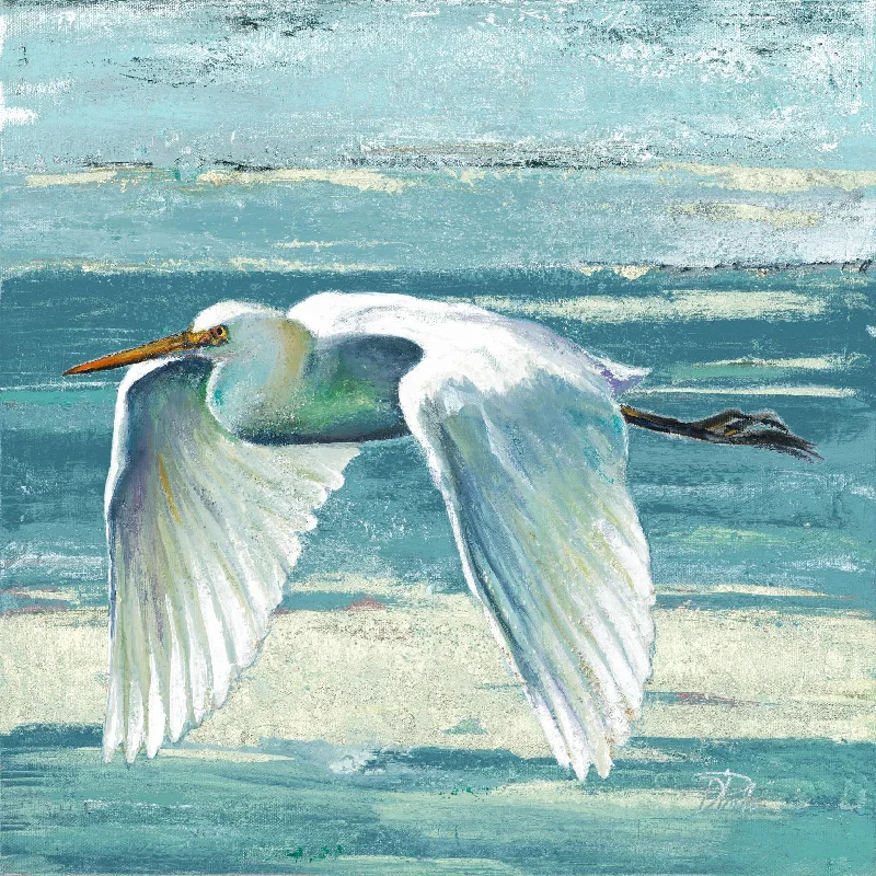 50x50 Great Egret II By Patricia Pinto - Wall Art - Blue